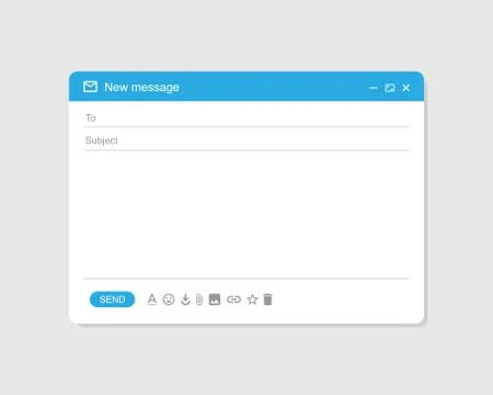 Email message interface window on grey background. Vector EPS 10 스톡 일러스트