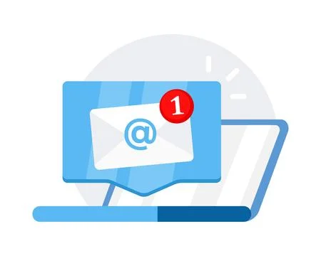 Email message on laptop screen. Message reminder, Newsletter. Notification on イラスト素材