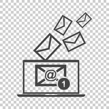 Email message on laptop. Vector illustration in flat style on isolated backgr Stockillustratie