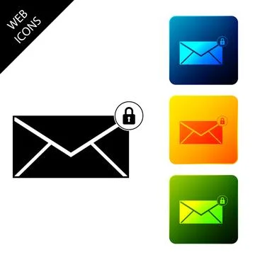 Email message lock password icon isolated. Envelope with padlock sign. Private Stock Illustration
