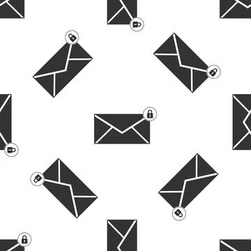 Email message lock password icon seamless pattern on white background. Envelope Stock Illustration