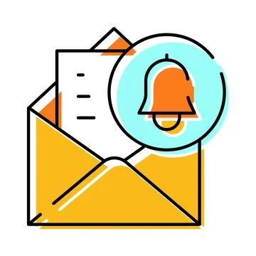 Email message notification concept with bell icon Stock Illustration