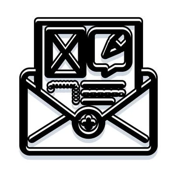 Email message notification concept with envelope and icons Stock Illustration