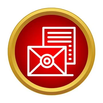 Email message notification icon on red button Stock Illustration