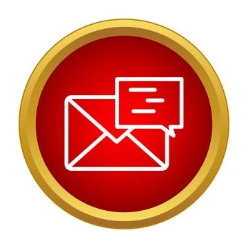 Email message notification icon on red background Stock Illustration