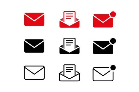 Email Message Notification Icon Set Illustrazione stock