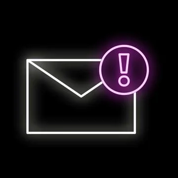 Email message notification showing neon exclamation mark alert Stock Illustration