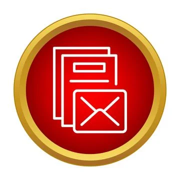 Email message notification on stacked documents icon Stockillustratie