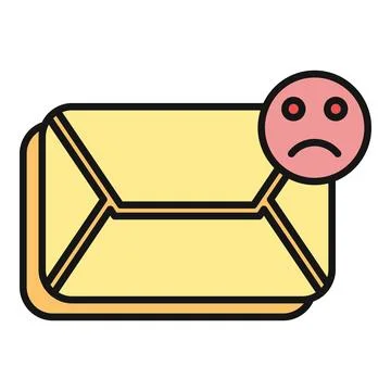 Email message with sad face notification icon Stock Illustration