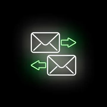 Email message transfer sending and receiving neon icon Stock Illustration