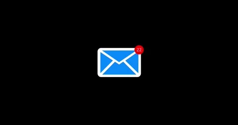 Email messaging app icon appearing and then receiving many notifications. New me Stock Footage 339080727