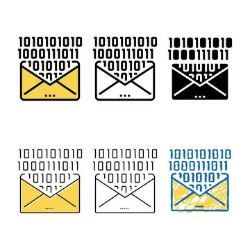 Email multistyle message with binary code color icon vector Illustrazione stock