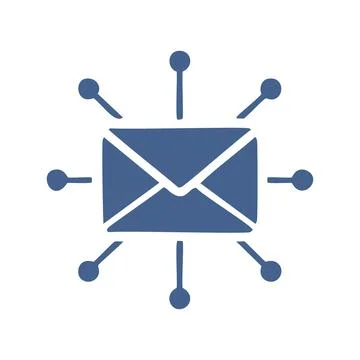 Email network icon. Blue envelope icon with multiple connections, symbolizi.. Stock Illustration