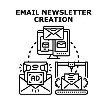 Email newsletter creation process for digital marketing campaign Stock Illustration