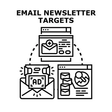 Email newsletter targets optimization and marketing strategy Stock Illustration