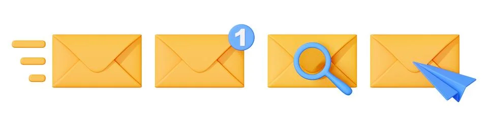 Email Notification and Message Sending Icons Set Stock Illustration
