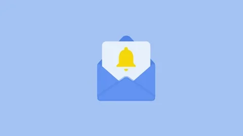 Email notification with bell icon animation isolated on blue background Vídeos de archivo 337363518
