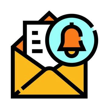 Email notification bell icon receiving new message alert Stock Illustration