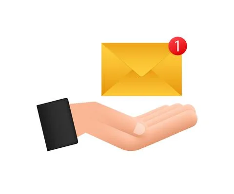 Email notification concept with hands. New email. Vector illustration. Stock Illustration