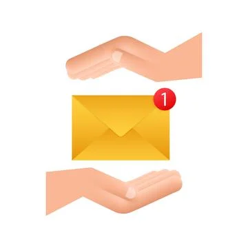 Email notification concept with hands. New email. Vector illustration. Stock Illustration