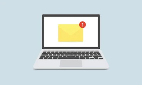 Email notification concept. New email on the laptop screen. Vector illustration Stock Illustration
