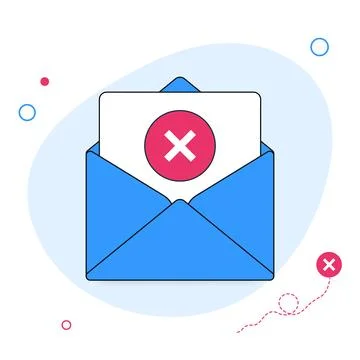 Email notification with an error alert inside blue envelope Stock Illustration