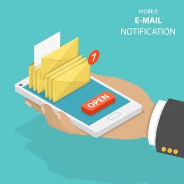 Email notification flat isometric vector concept. Stock Illustration