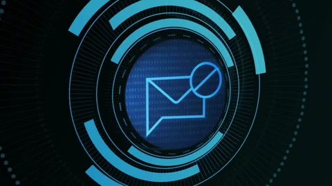 Email notification icon animation over binary code and circular digital Stock Footage 304307866