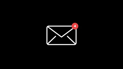 Email notification icon with number of 1-10 on black background. 4K Video stock 340882974