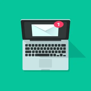 Email notification on laptop vector, concept of electronic mail message Stock Illustration