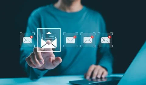 Email notification management concept. Foto stock