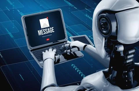 Email notification message showing on computer screen snugly Illustrazione stock