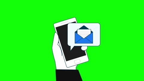 Email notification with mobile, Green screen animation (Chroma key) Stock Footage 288074061