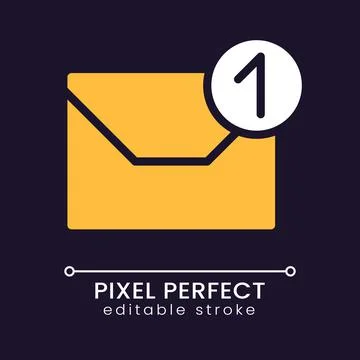 Email notification pixel perfect RGB color icon for dark theme Stock Illustration