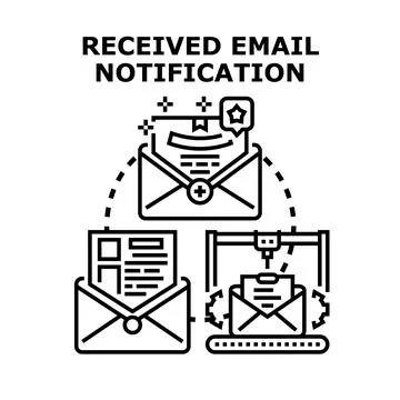 Email notification process and communication concept Stock Illustration