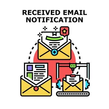 Email notification process and communication concept Stock Illustration