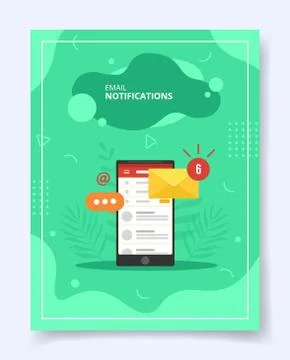 Email notification on smartphone for template of banners, flyer, books cover Stock Illustration