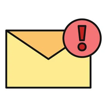Email notification with warning exclamation mark icon イラスト素材