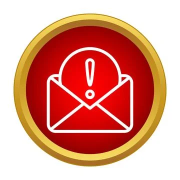 Email notification with warning exclamation mark icon Stock Illustration