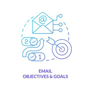 Email objectives and goals blue gradient concept icon Stock Illustration