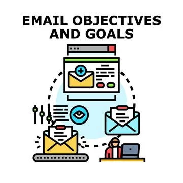 Email objectives and goals concept for marketing strategy Stock Illustration