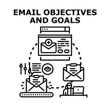 Email objectives and goals concept for marketing strategy Stock Illustration