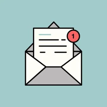 Email or letter icon. Flat design vector illustration. Stock Illustration