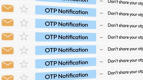 Email OTP Notifications scrolling on the screen, 4k animation Stock-Footage 310882933