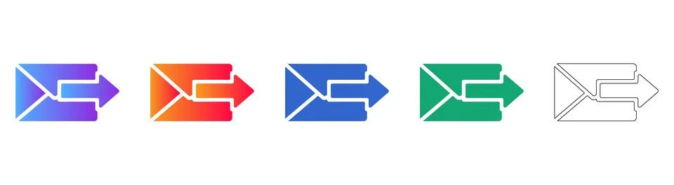 Email Outbox Send Icon Set 스톡 일러스트