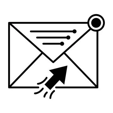 Email outgoing message notification icon with action indicator, full details Stock Illustration