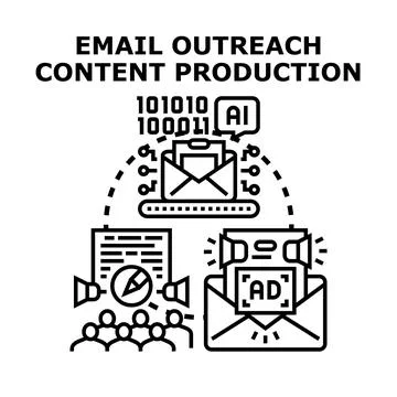 Email outreach content production using artificial intelligence Stock Illustration
