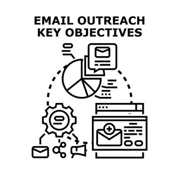 Email outreach key objectives digital marketing strategy Stock Illustration