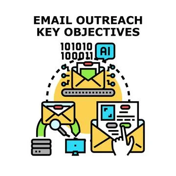 Email outreach key objectives digital marketing strategy Stock Illustration