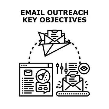 Email outreach key objectives digital marketing strategy Stock Illustration